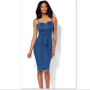 New without tags. stretch denim dress zipper back.
